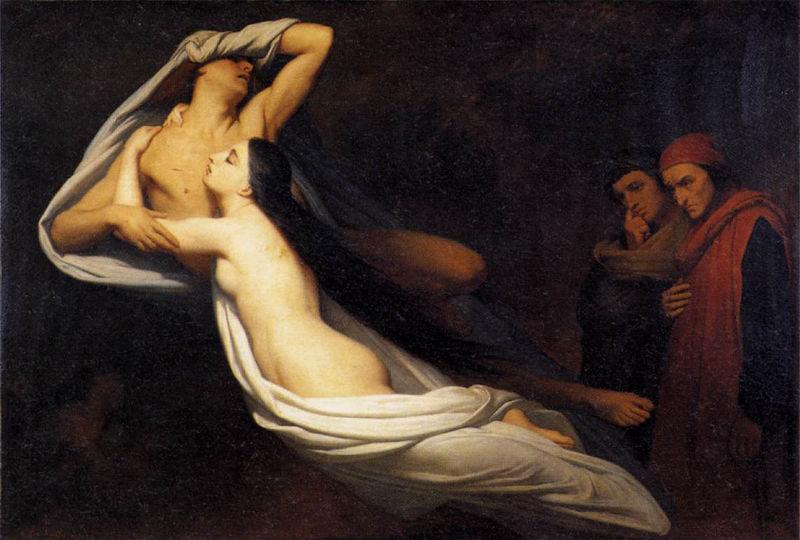 Ary Scheffer Shades of Francesca de Rimini and Paolo in the Underworld Sweden oil painting art